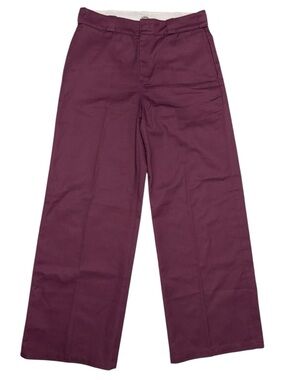Dickies Burgundy Straight Leg Work Pants High Rise Carpenter Style Uniform Pants